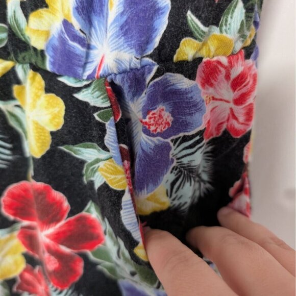 Vintage Y2K Floral Romper Womens Size Medium Large Black Hawaiian Sleeveless - Picture 3 of 10